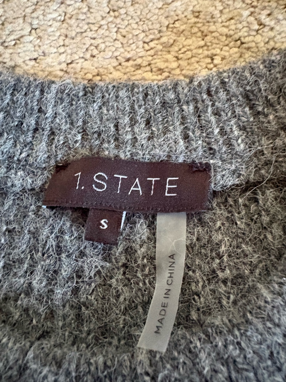1. State Women's Wool Gray Crewneck Sweater - Picture 2 of 6